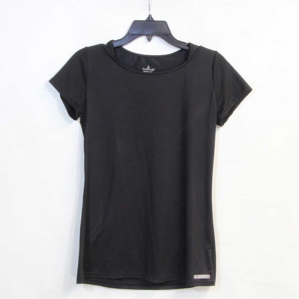 Cuddl Duds Black Crew Neck Short Sleeve Top Size Small